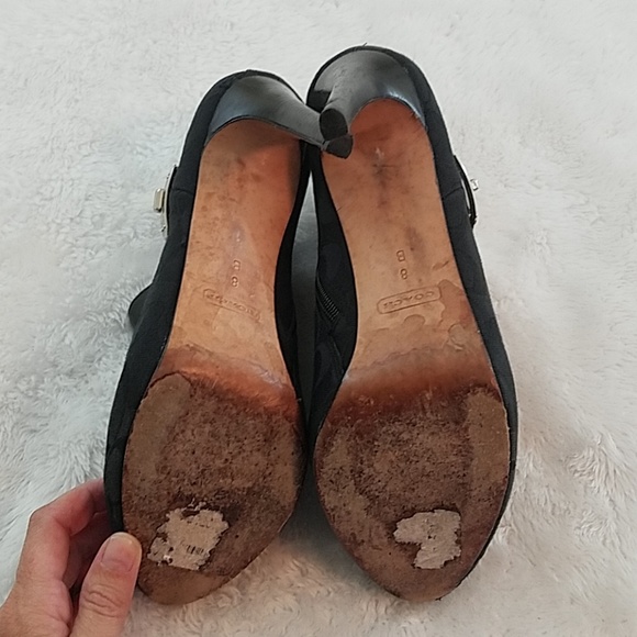 Coach Delilah Sz 8 Blk Signature Platform Booties - Picture 6 of 8